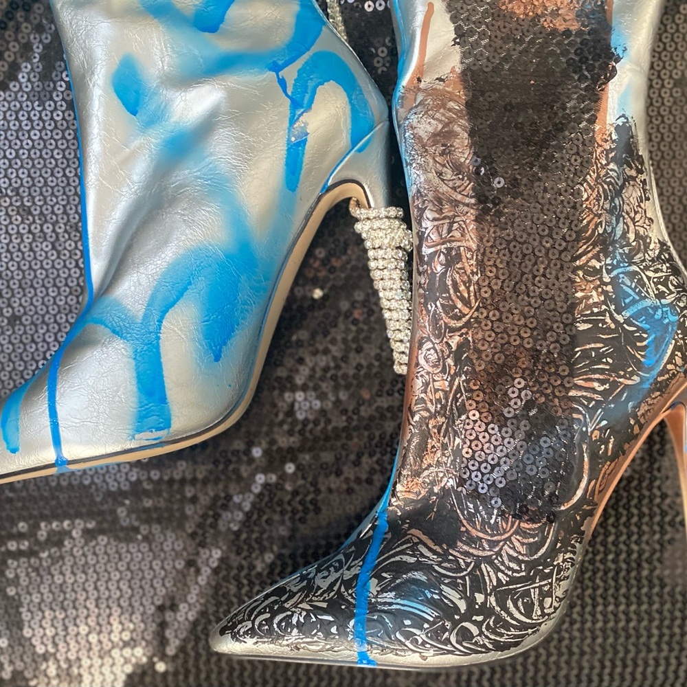 The Silver Baddie Over the Knee Boot Sz 11 - Picture 8 of 16